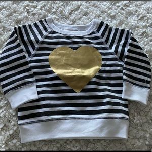 Peek kids Black/White Stripe Gold Heart